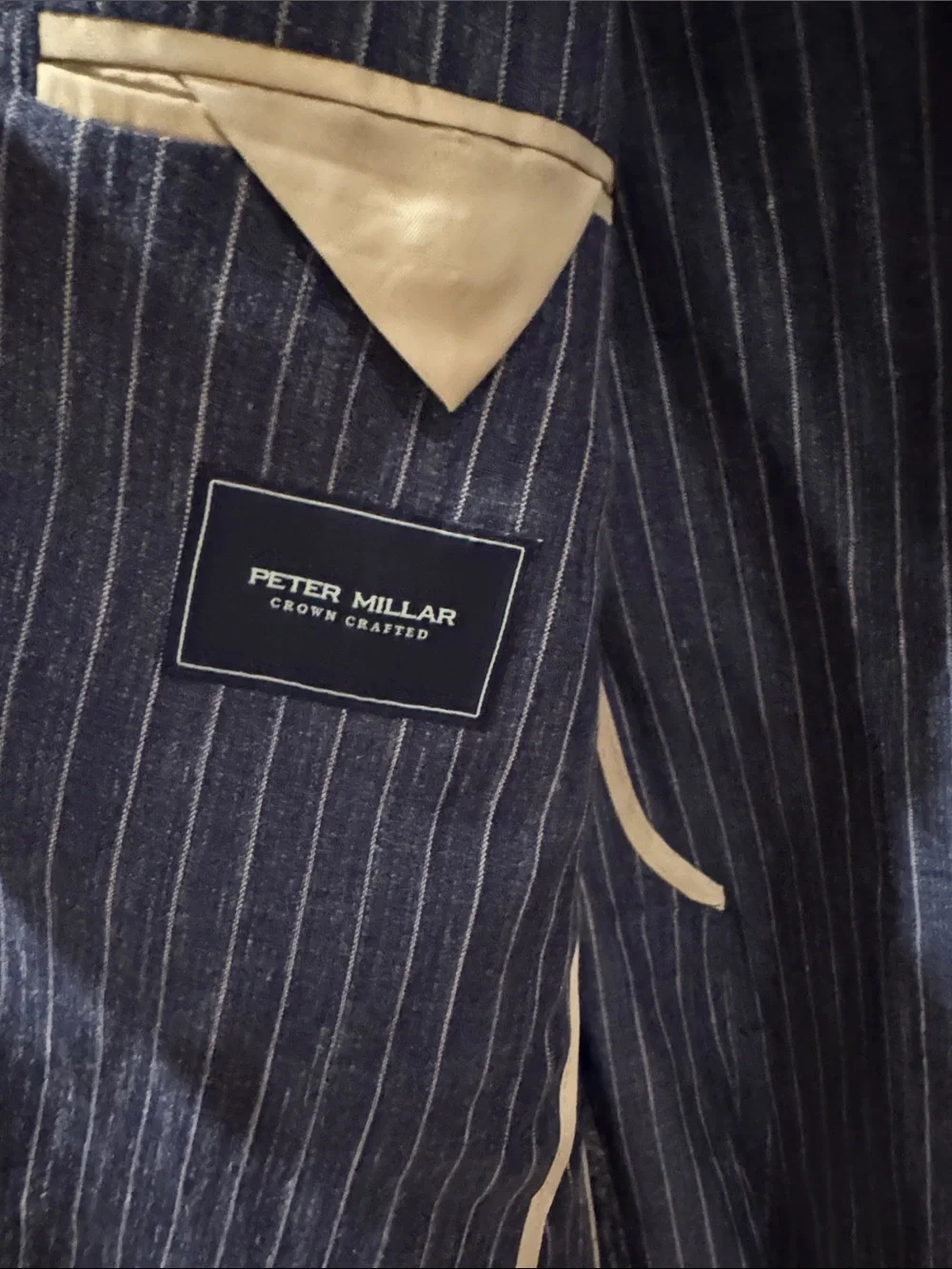 Peter Millar Crown Crafted Blue Stripe Linen Blazer